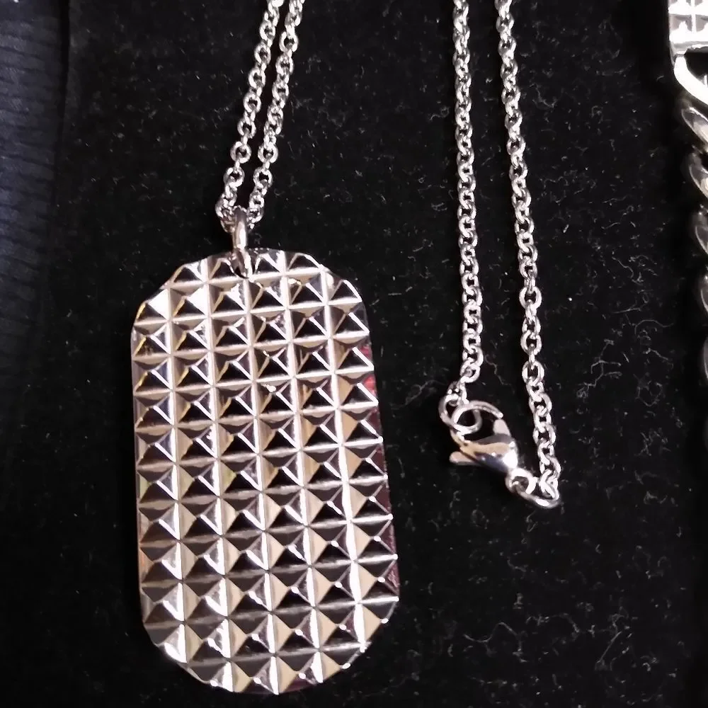 Stainless Steel Dog Tag and Bracelet Set
